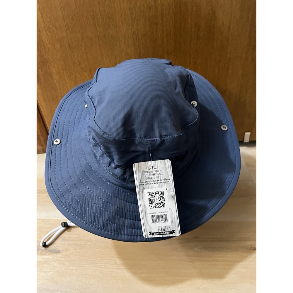 Navy Blue Sun Bucket Hat with Patriotic Moose Patch - Picture 3 of 6